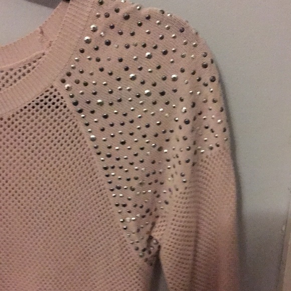Express Rhinestone Mesh Pink Blouse Small - Picture 2 of 4